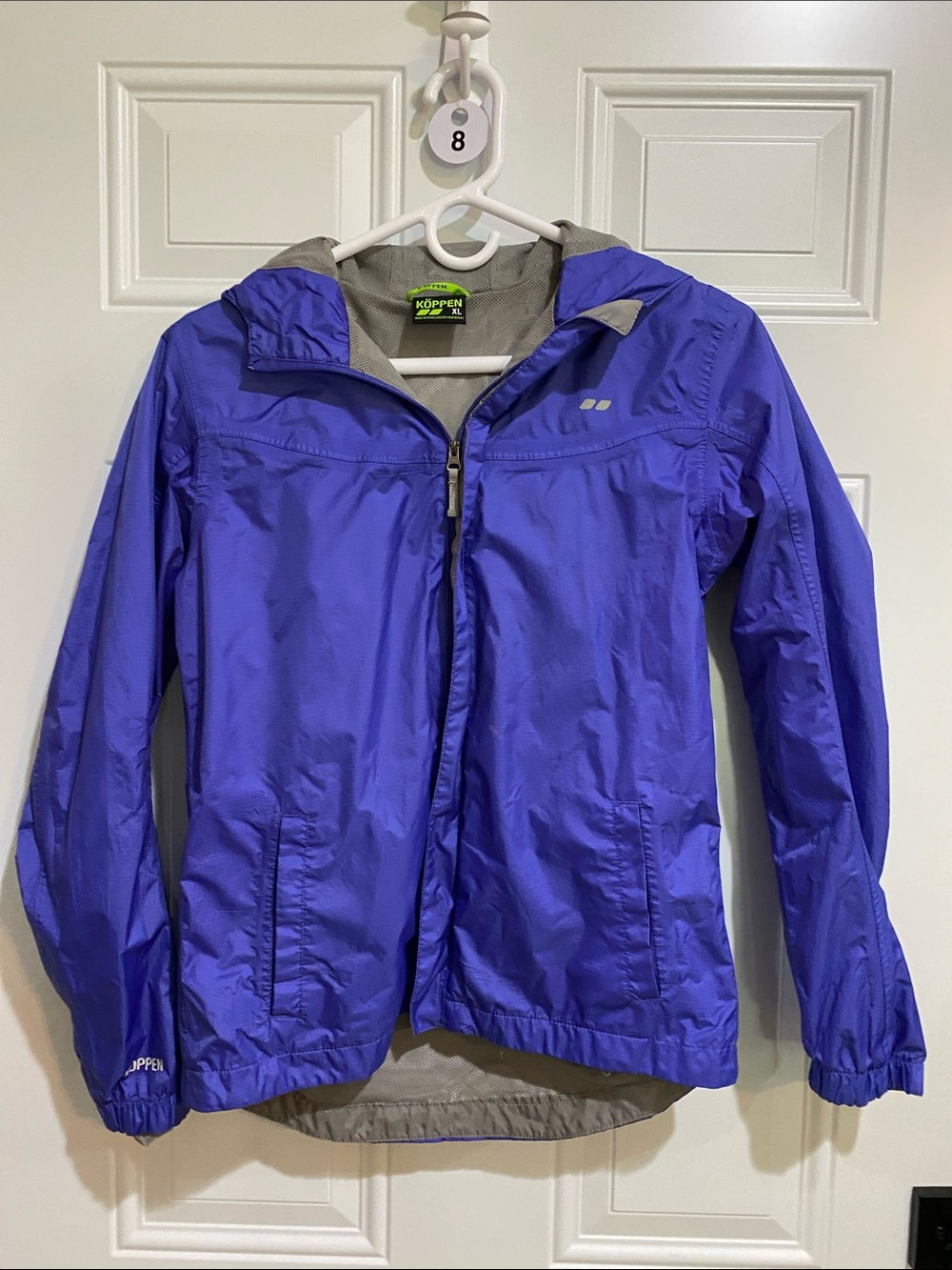 Koppen blue Hooded Raincoat with Gray Lining